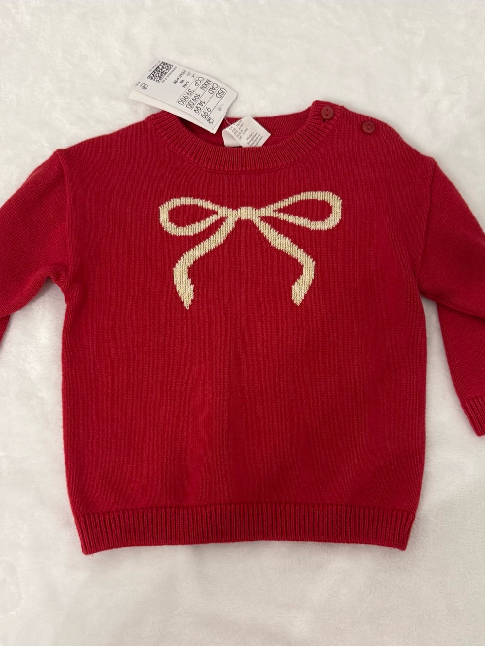 Baby red bow knit sweater